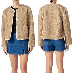 English Factory x Tuckernuck, Women’s Faux Shearling Jacket, Tan/White, X-Small